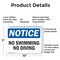 Signmission No Swimming No Diving, 10 in W x Rectangle, Plastic OS-2PACK-NS-P-710-L-14877 - alternate 2